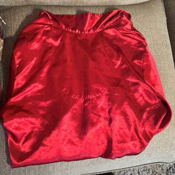 Vintage Red, Satin Sleep Shirt by Adonna - Picture 4 of 7